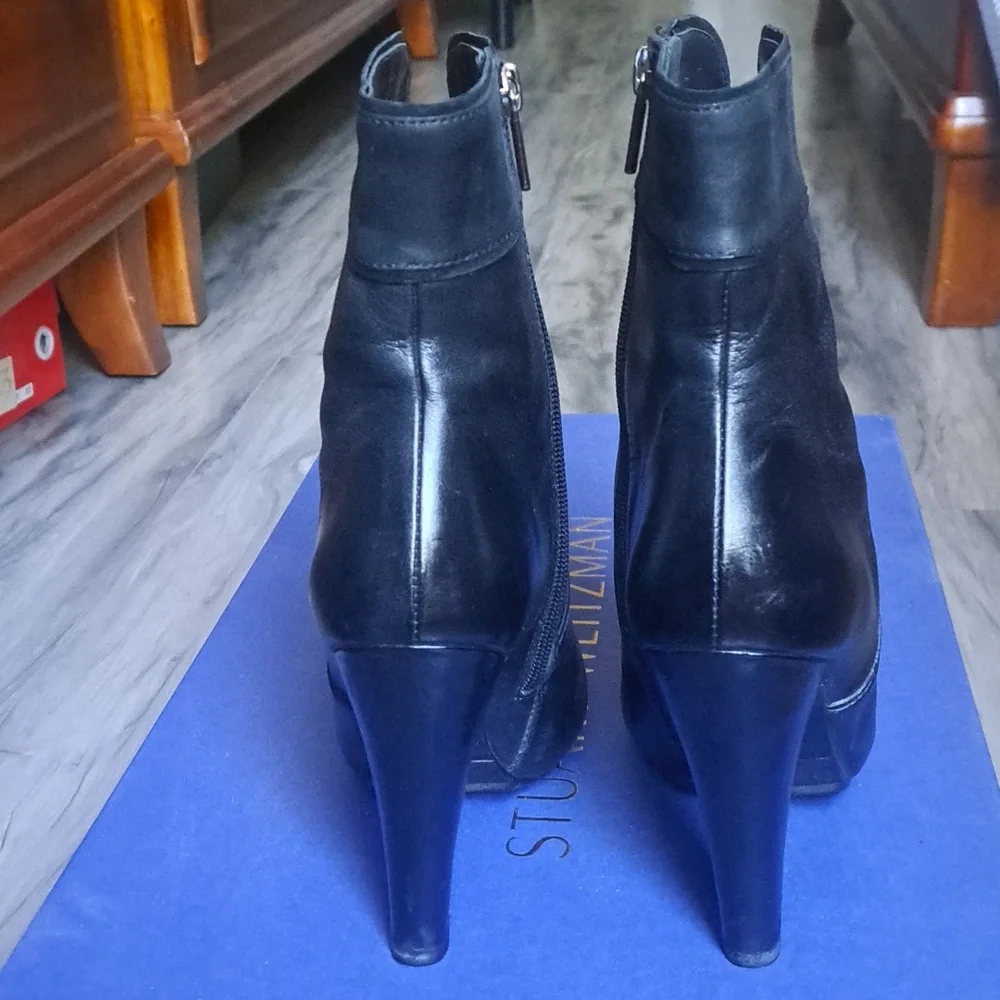 Winter heeled ankle boots, black leather, sz37 - Picture 4 of 6